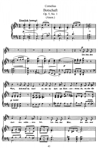 Cornelius - 6 Lieder - Voice and Piano - Score
