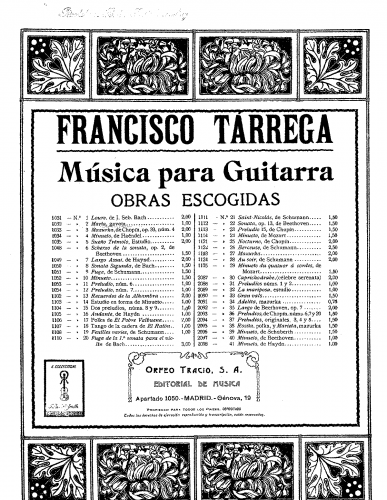 Tárrega - Maria - Gavota - Guitar score