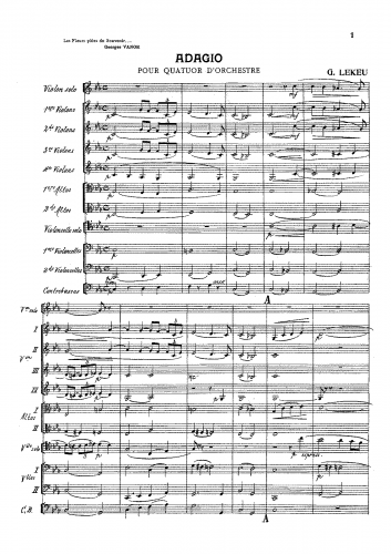 Lekeu - Adagio pour quatuor d'orchestre - Score