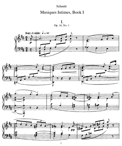 Schmitt - Musiques Intimees, Book 1, Op. 16 - Score