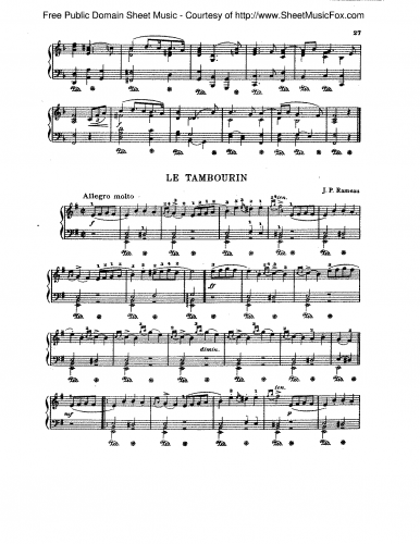 Rameau - Pièces de Clavecin - Harpsichord Scores Deuxième Suite en Mi - 7. Tambourin