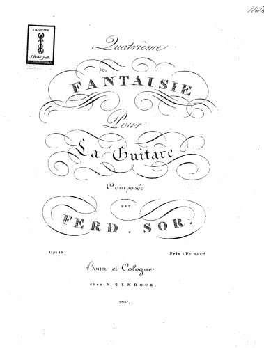 Sor - Quatrième Fantasie pour la Guitare, Op. 12 - Score