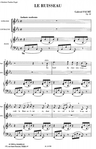 Fauré - Le Ruisseau, Op. 22 - Score