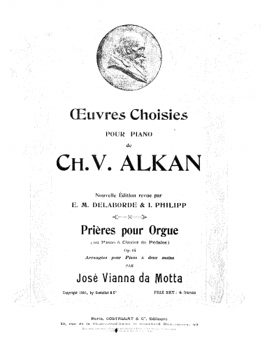 Alkan - 13 Prières - Selections (8 Prières) For Piano solo - Piano Score