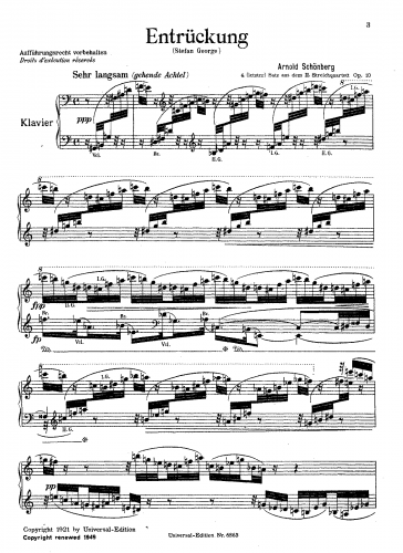 Schoenberg - String Quartet No. 2, Op. 10 - IV. Entrückung For Voice and Piano - Score