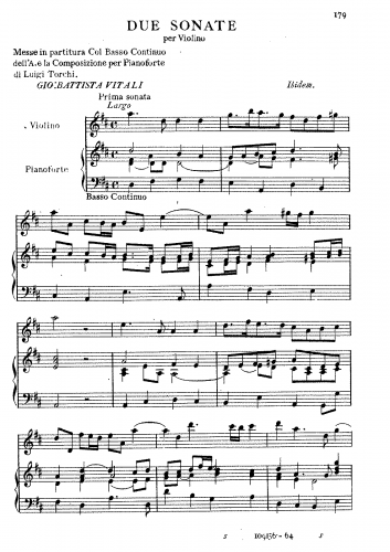 Vitali - 2 Sonate per Violino - Score