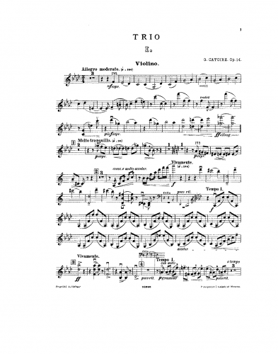 Catoire - Piano Trio in F minor, Op. 14