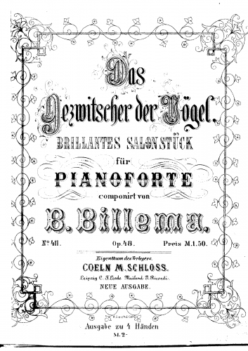 Billema - Das Gezwitscher der Vögel Op. 48 - Score