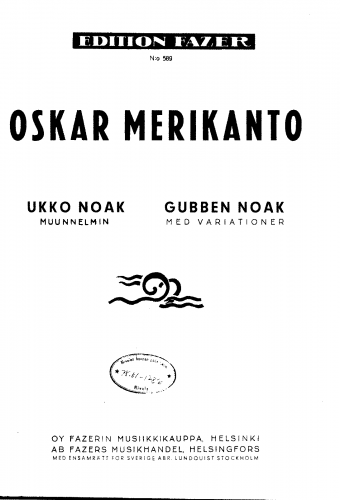 Merikanto - Gubben Noak - Score