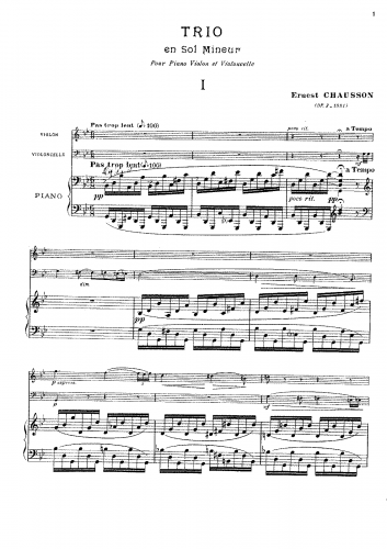 Chausson - Piano Trio - Piano Score