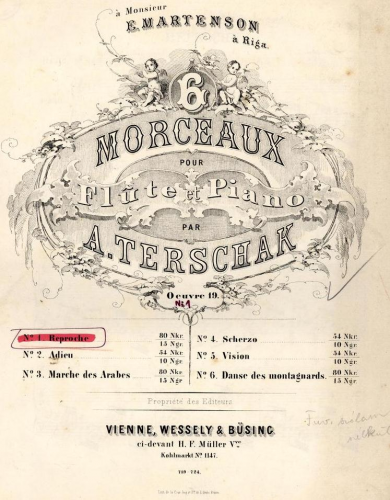Terschak - 6 Morceaux - No. 1 - Piano score