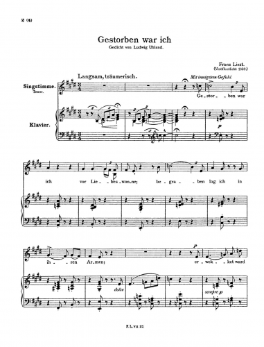 Liszt - Gestorben war ich - Scores - Score