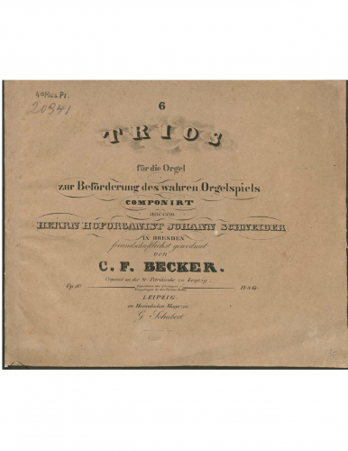Becker - 6 Organ Trios, Op. 10 - Score