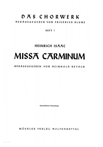 Isaac - Missa Carminum - Score