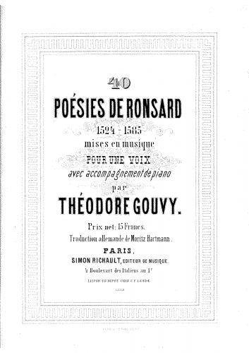 Gouvy - 40 Poésies de Ronsard - Nos. 21-40