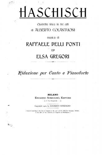 Delli Ponti - Haschisch - Vocal Score - Score