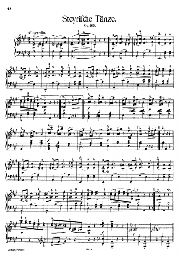 Lanner - Steyrische Tänze, Op. 165 - For Piano solo - Transcription for piano solo