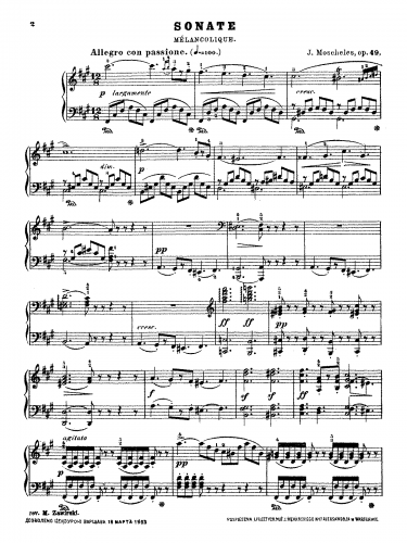 Moscheles - Sonata Melancolique, Op. 49 - Score