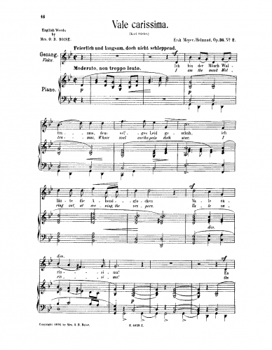 Meyer-Helmund - Drei Lieder - 2. Vale carissima (G minor)
