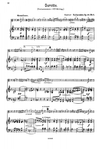 Hollaender - Für die Jugend - For Violin and Harmonium (Hansen) - 5. Gavotte