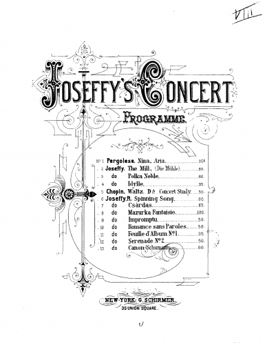 Joseffy - Feuille d'album No. 1 - Score