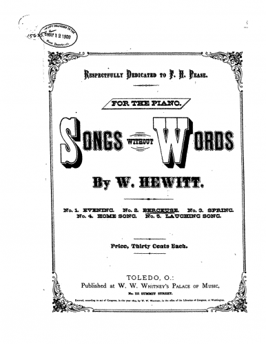 Hewitt - 5 Songs without Words - Piano Score - 2. Berceuse