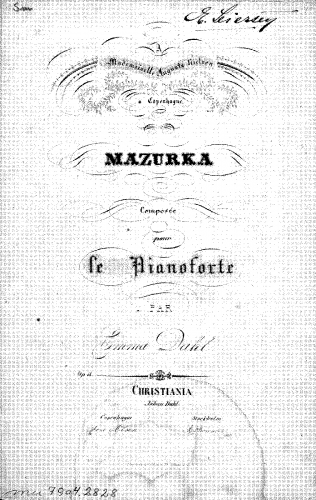 Dahl - Mazurka pour le Pianoforte - Score