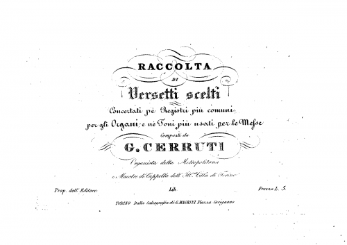 Cerruti - Raccolta di Versetti scelti - Vol.II. Complete Score