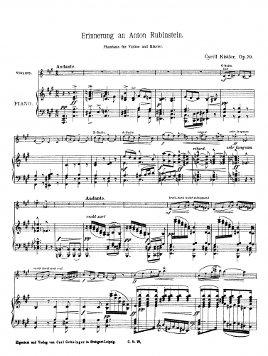 Kistler - Erinnerung an Anton Rubinstein - Piano Score