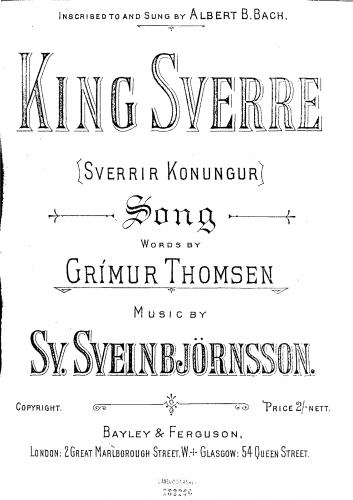 Sveinbjörnsson - Sverrir konungur - Score