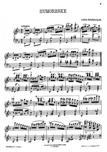 Grünfeld - Humoreske No. 1 - Score