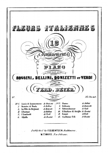 Beyer - Fleurs Italiennes - Piano Score - 2. Beatrice di Tenda de Bellini
