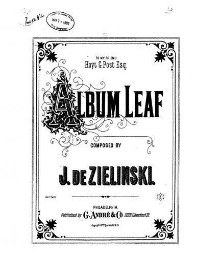 Zieli?ski - Album Leaf - Piano Score - Score