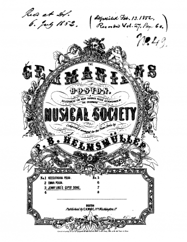 Meyerbeer - Ein Feldlager in Schlesien - Selections For Piano Solo (Helmsmüller) - The Gipseys Song.