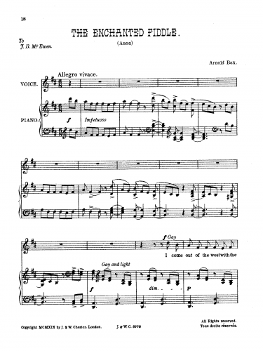 Bax - The Enchanted Fiddle - Score