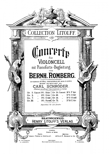 Romberg - Cello Concerto No. 8 Op. 48 - For Cello and Piano (Schröder) - Score