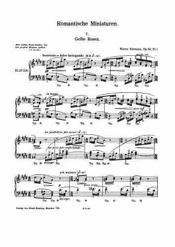 Niemann - Romantic Miniatures, Op. 33 - Score