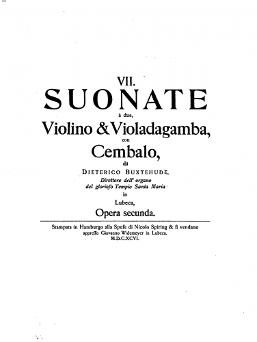 Buxtehude - 7 Sonatas, BuxWV 259-265 - Score