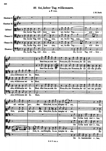 Bach - Sei, lieber Tag, willkommen - Score