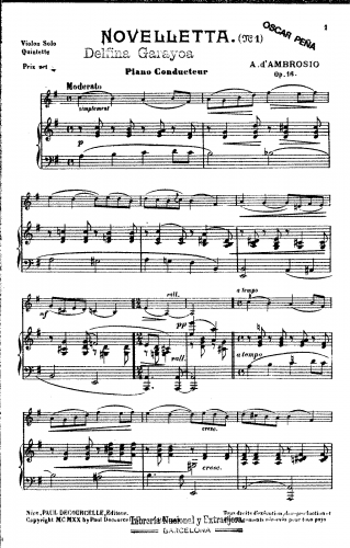 D'Ambrosio - Novelletta nº1,Op16 - Piano Conductor (Piano reduction)