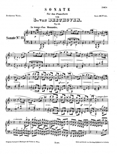Beethoven - Piano Sonata No. 22 - Score