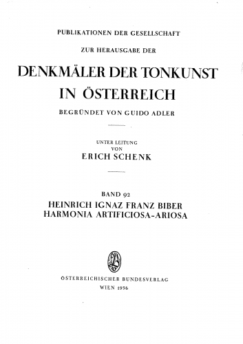 Biber - Harmonia artificioso-ariosa - Score