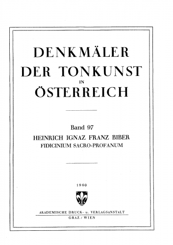 Biber - Fidicinium sacro-profanum - Scores and Parts - Score