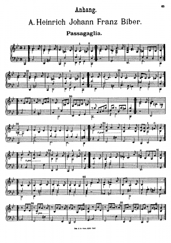 Biber - Sonatæ, violino solo,  ab Henrico I F Biber  Anno MDCLXXXI. - Sonata VI: Passacaglia For Lute - Score