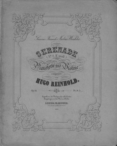 Reinhold - Serenade No. 2 - Scores and Parts