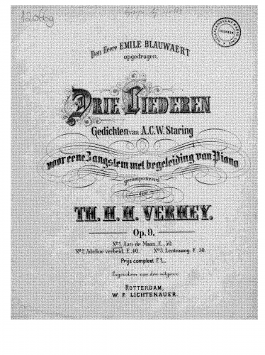 Verhey - 3 Liederen, Op. 9 - Vocal Score - 1. An de maan