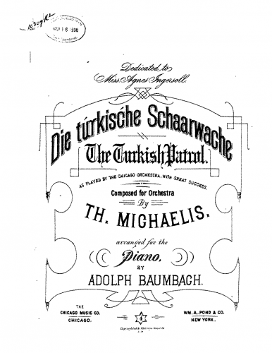 Michaelis - Die Türkische Schaarwache - For Piano Solo (Baumbach) - Score