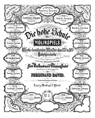 Leclair - 12 Sonatas for Violin and Continuo, Op. 5 (or Book III) - Sonata No. 6 in C minor "Tombeau" For Violin and Piano (David) - Violin and Piano score