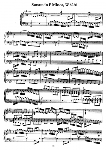 Bach - Sonata in F minor, Wq.62/6 - Score