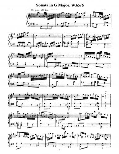 Bach - Sonata in G, Wq.65/6 - Score